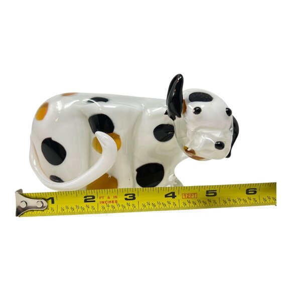 Dalmation Spotted Dog Art Glass Paperweight Figurine White Brown Black Spots - Picture 7 of 8
